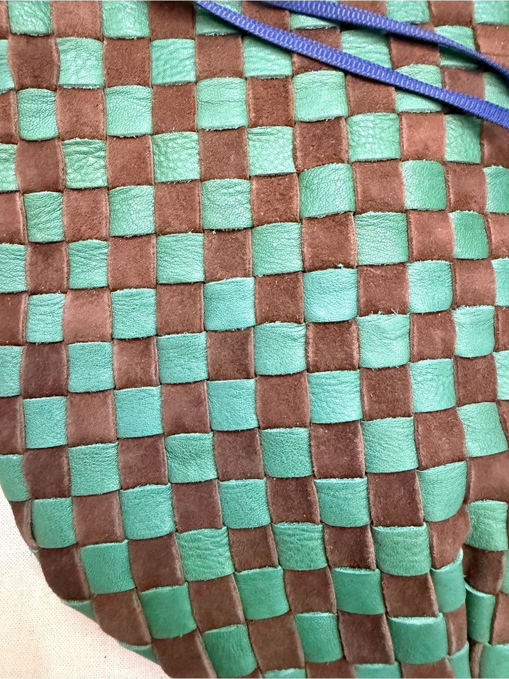 Clare V. Petit Moyen Pine/Chocolate Woven Checker Crossbody Bag + Dust Bag - Picture 7 of 8